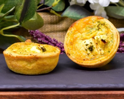 Bacon, caramelised onion and cream cheese mini quiches 